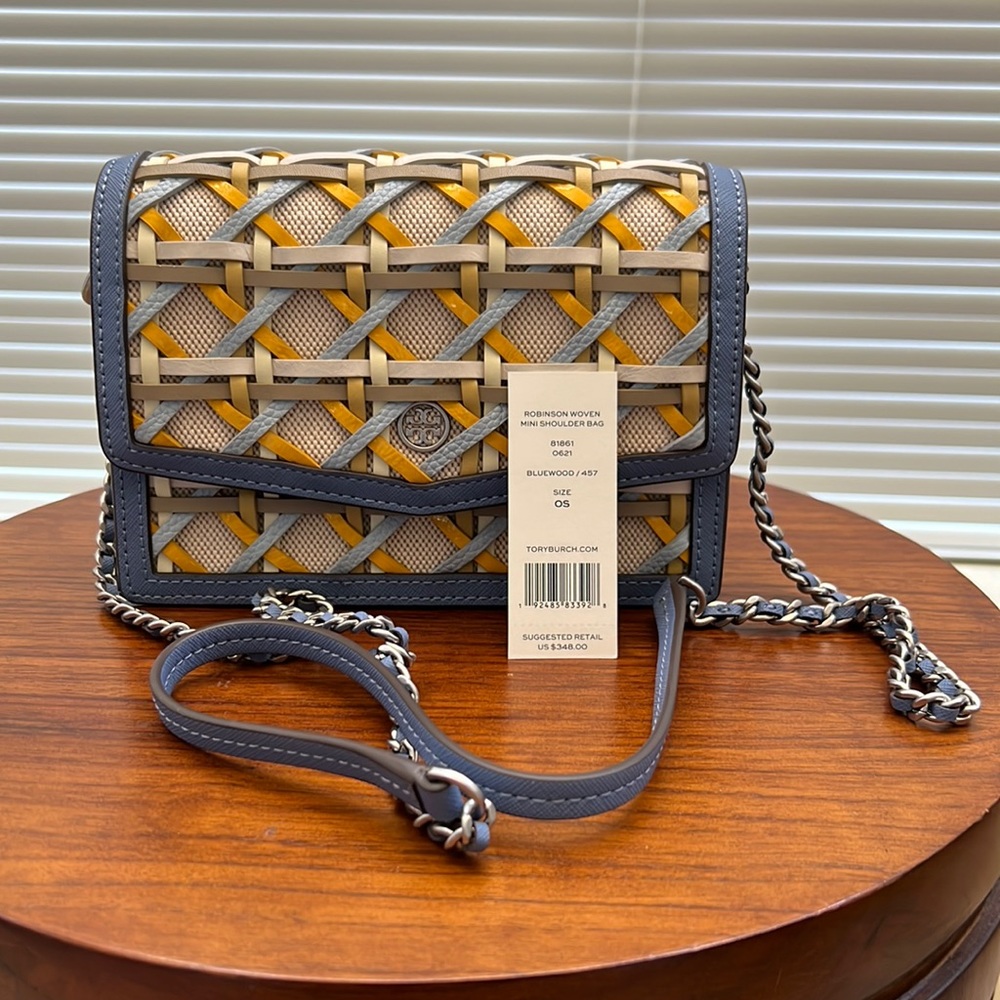 NWT Tory Burch Robinson Woven Mini Shoulder Bag